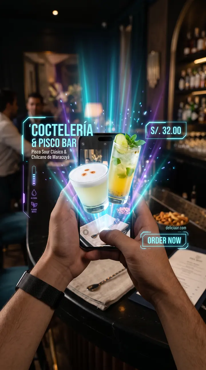 DeliciaAR en coctelería y bar: plato proyectado en realidad aumentada