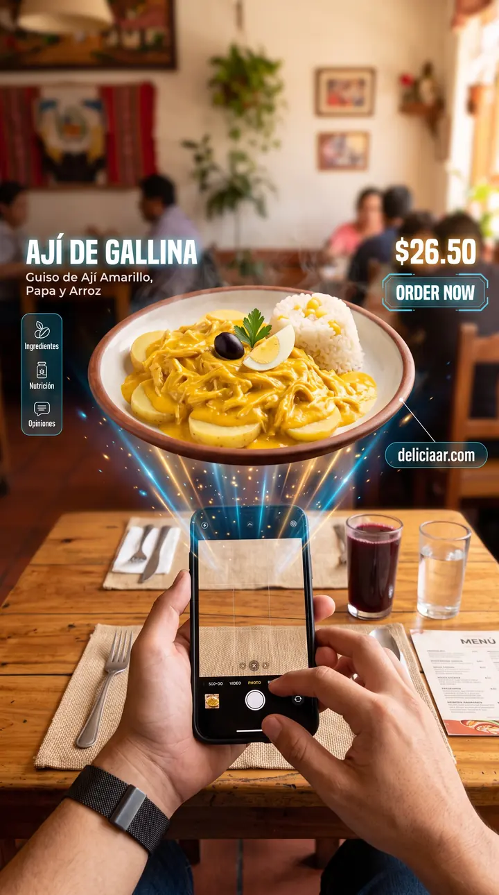 DeliciaAR en comida criolla: plato proyectado en realidad aumentada