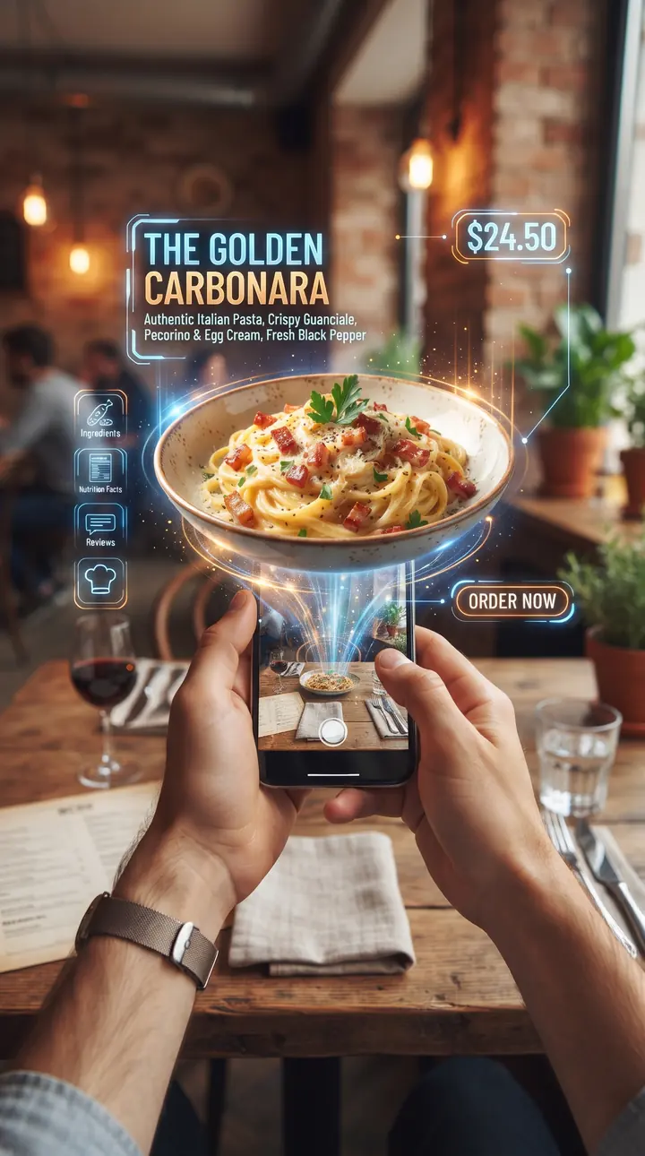 DeliciaAR en cocina italiana: plato proyectado en realidad aumentada