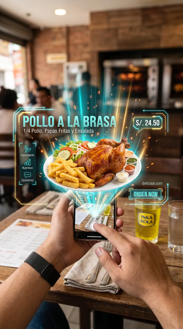 DeliciaAR en pollería: plato proyectado en realidad aumentada