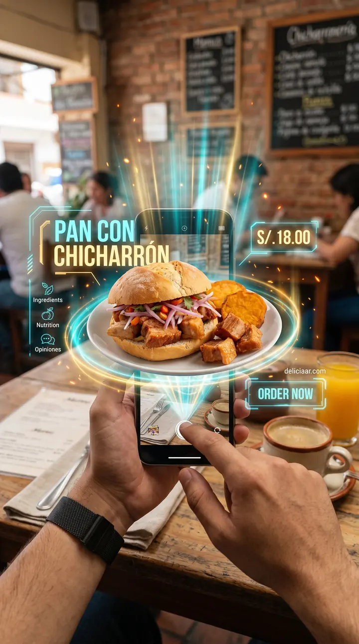 DeliciaAR en sanguchería: plato proyectado en realidad aumentada