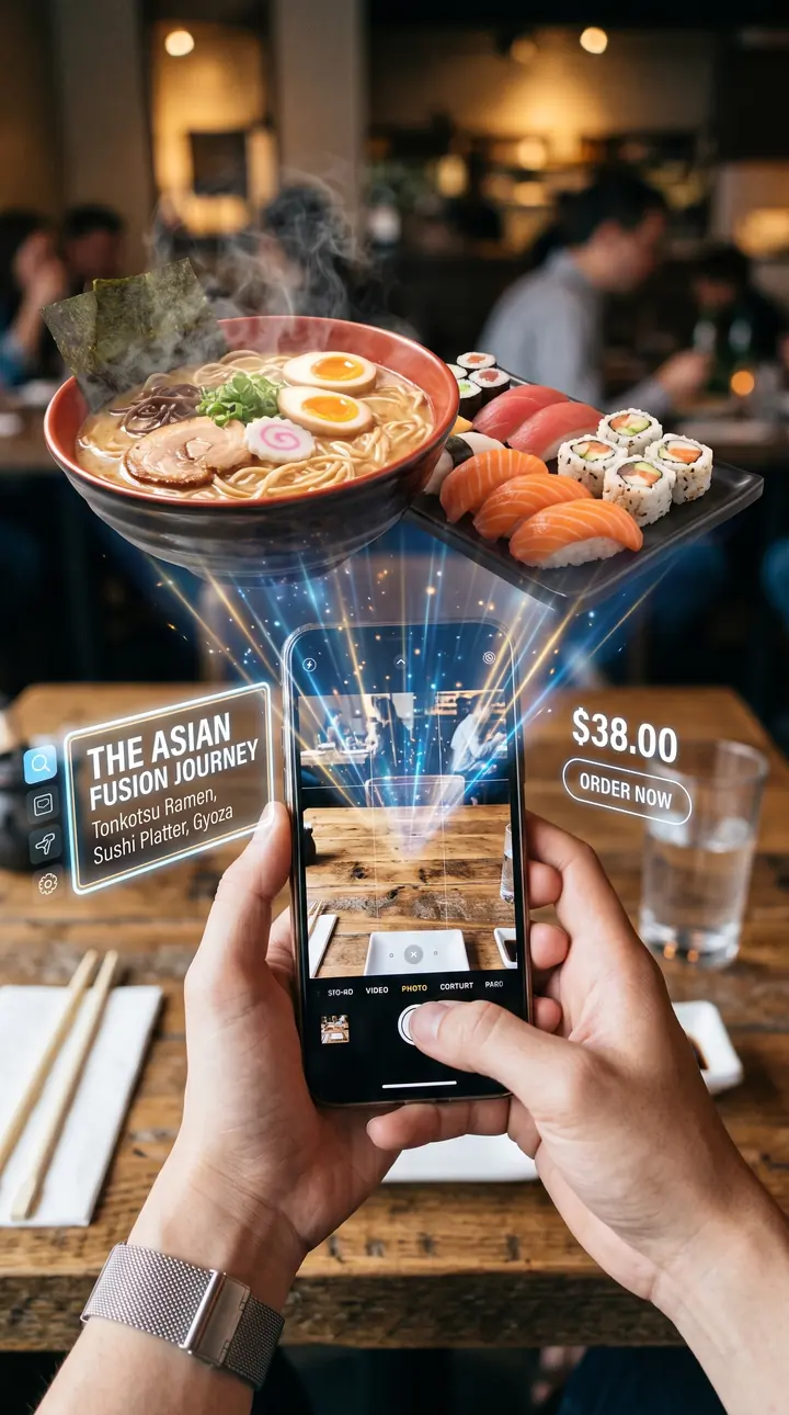 DeliciaAR en sushi y nikkei: plato proyectado en realidad aumentada