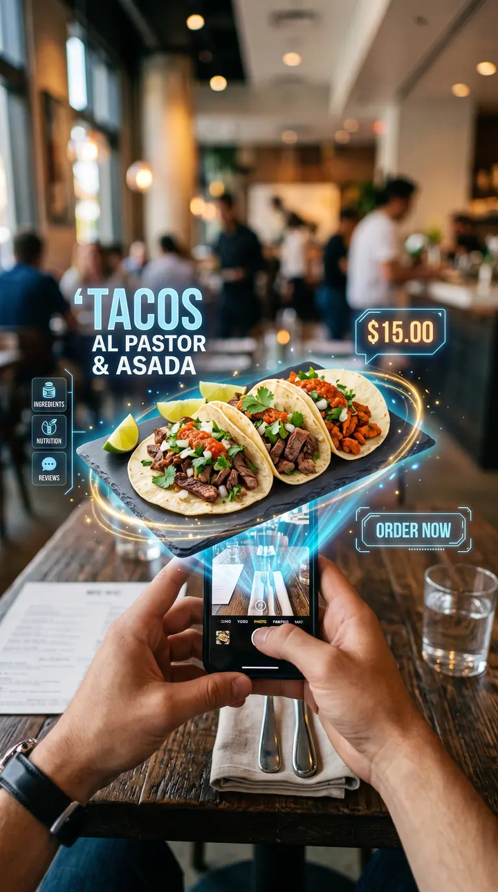 DeliciaAR en taquería: plato proyectado en realidad aumentada